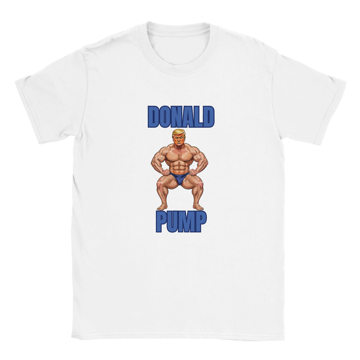 Vit t-shirt med Donald Pump-tryck framtill