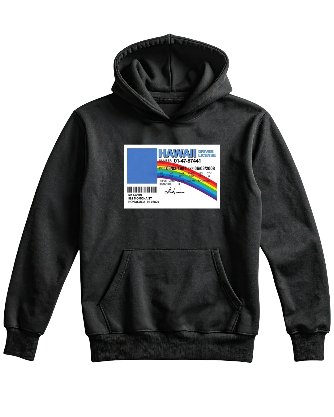 Hoodie with your own photo - Mclovin's driving license