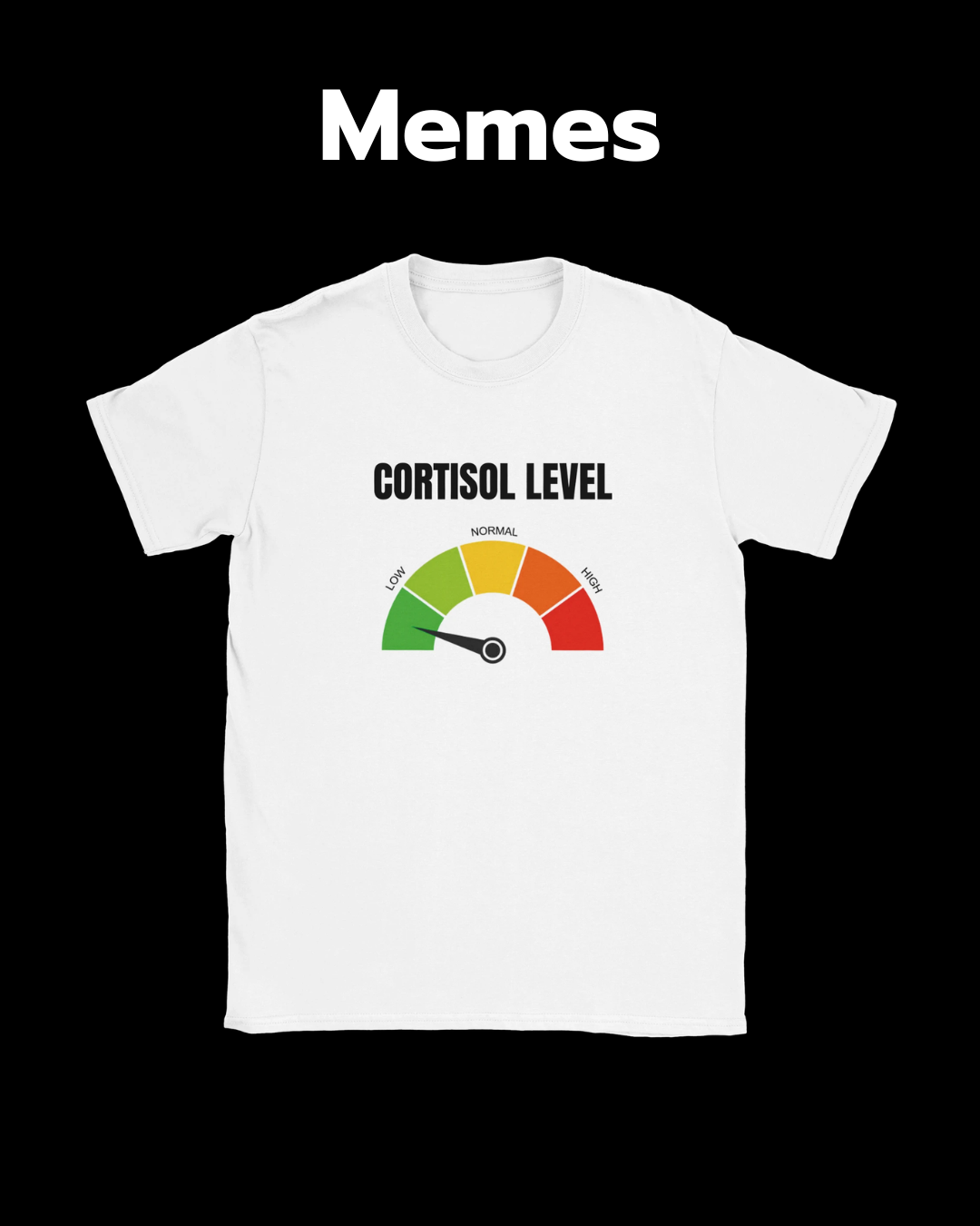 En tshirt med den populära meme "low cortisol".
