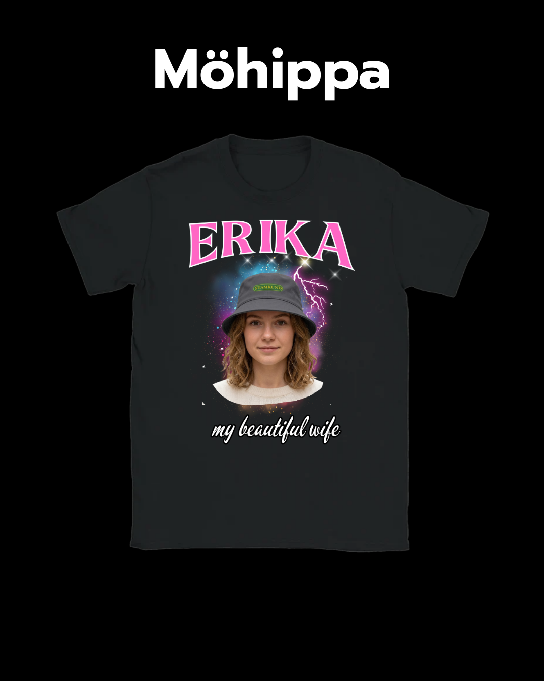 Bilden visar en tröja som är till för att designa själv inför en möhippa.
