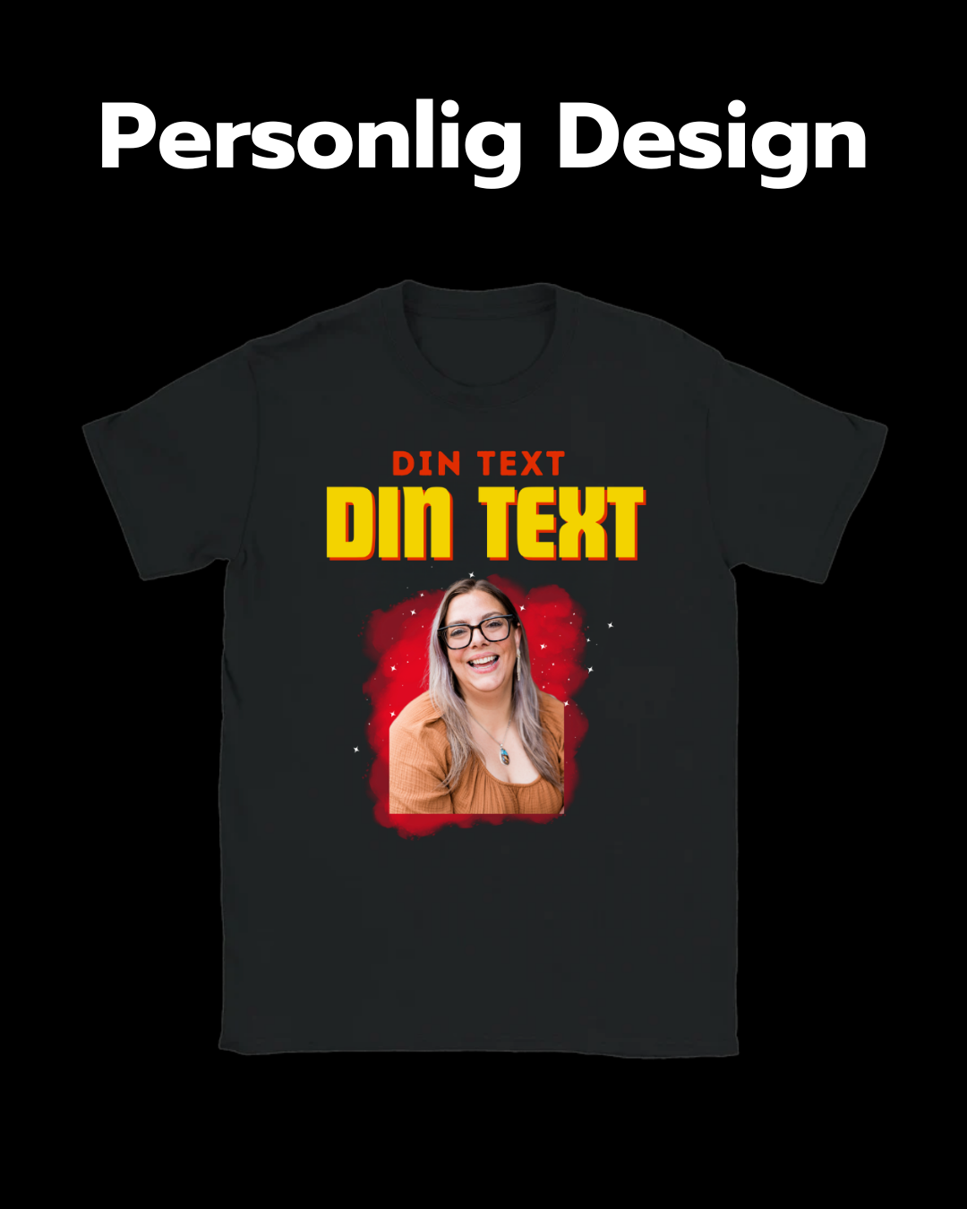 En tröja med röd bakgrund som visar på en personligt designad tröja.