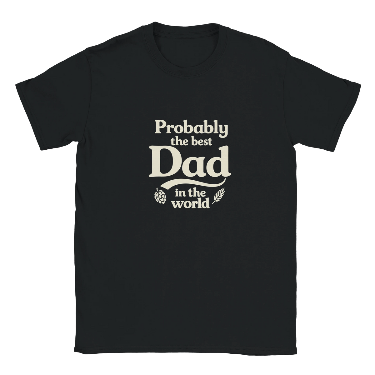 Svart t-shirt med stort tryck “Probably the best Dad in the world” fram