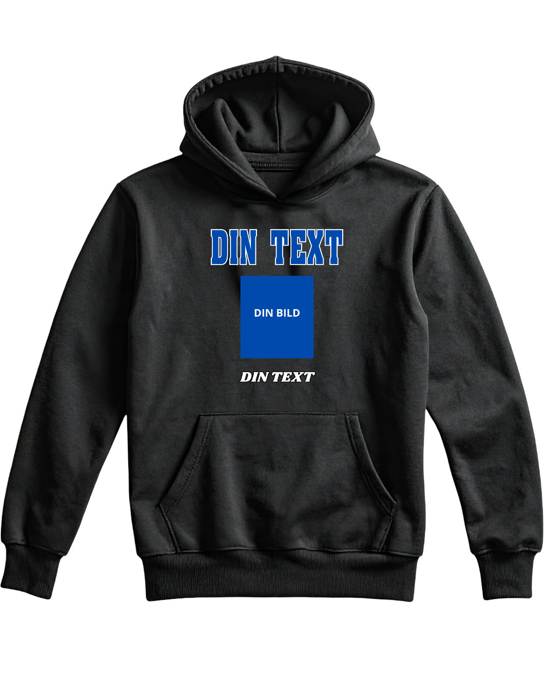 Hoodie with your own photo & text - blue