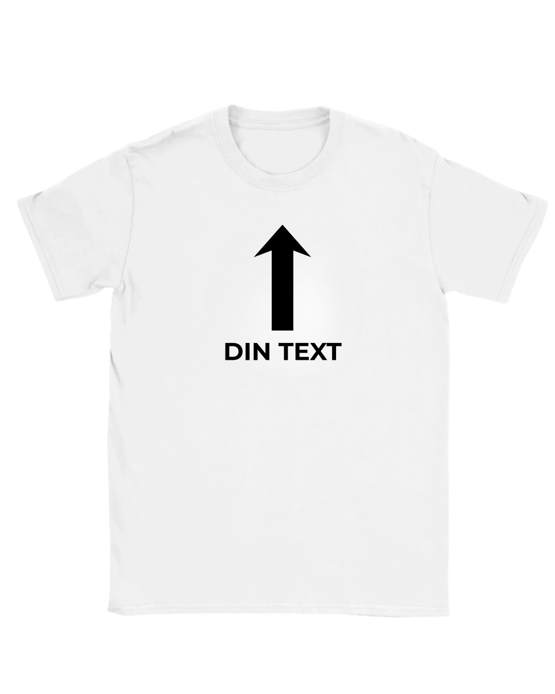 T-shirt with arrow pointing to head and custom text